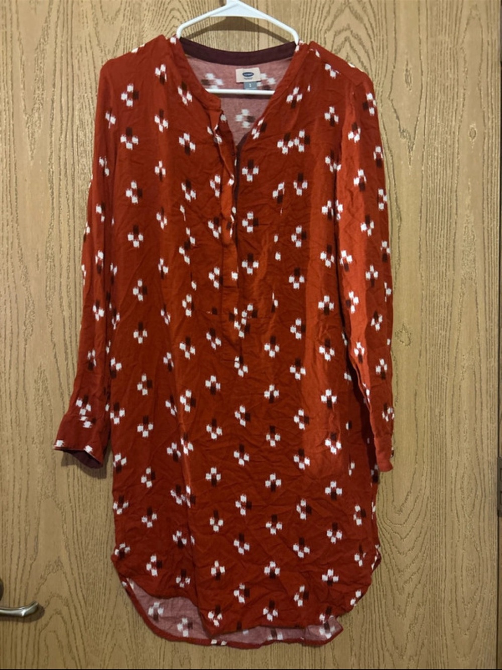 Old Navy Rust Red Long-Sleeve Printed Tunic